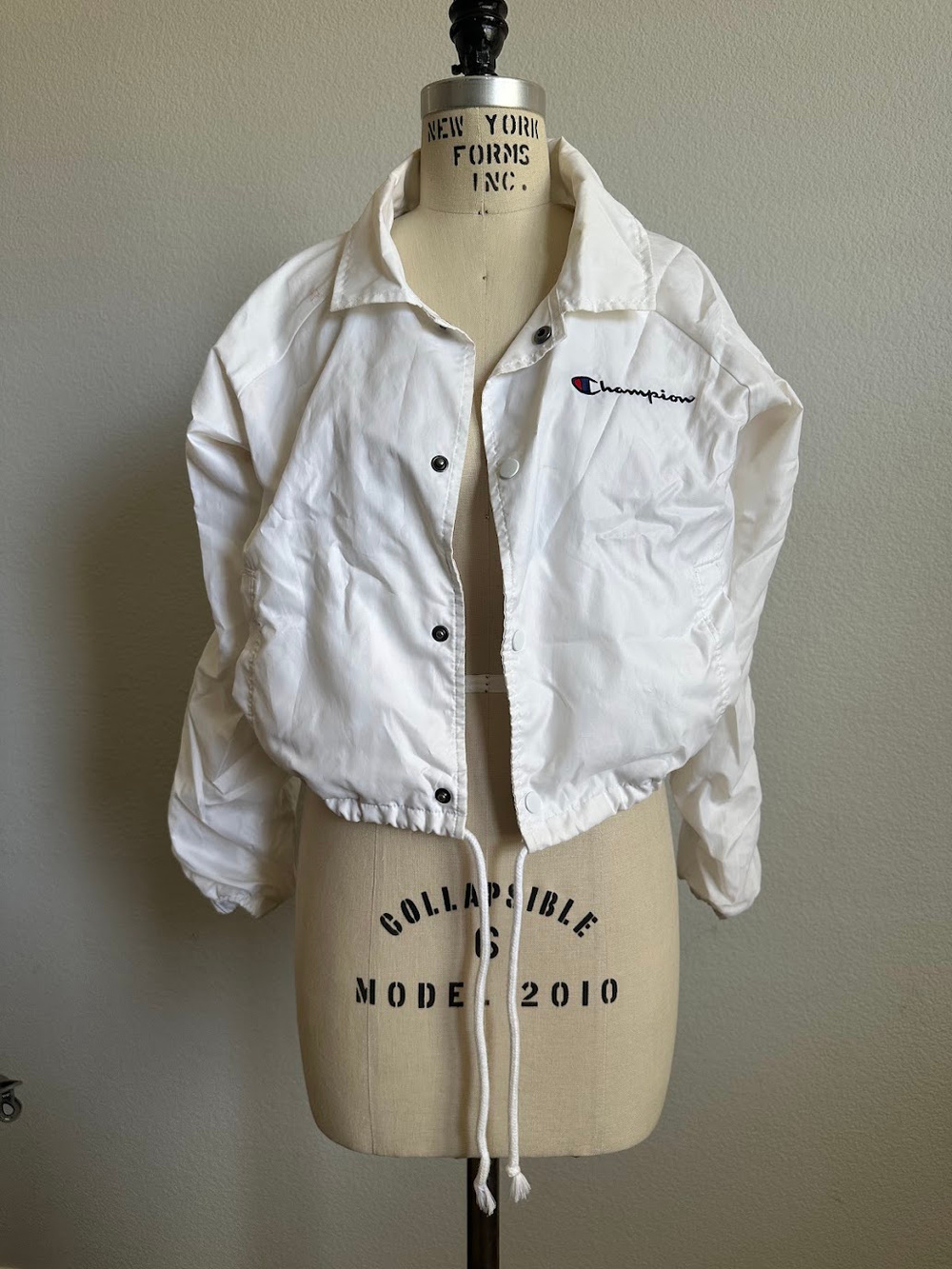 Champion Cropped Snap Button Jacket White Size S